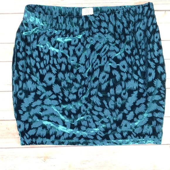 Mudd Medium Skirt Turquoise Burnout Animal Print Velour Skirt - Picture 4 of 8
